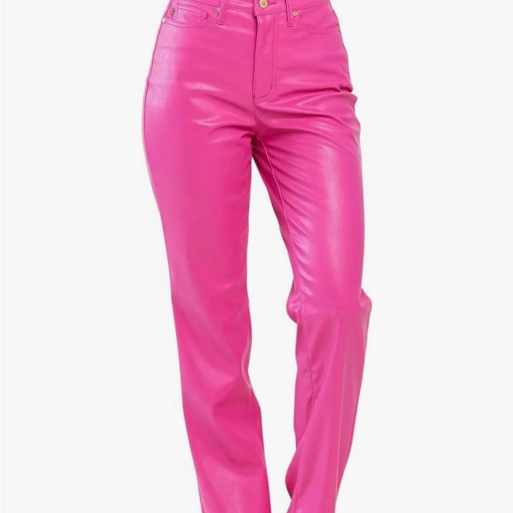 Judy Blue Tummy Control Faux Leather Pants in Hot Pink size 0/24 NWT new tags